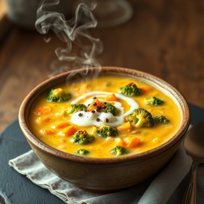 Soupe brocoli et cheddar