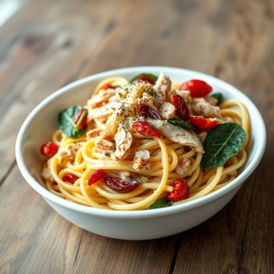 Poulet crémeux aux pâtes et épinards