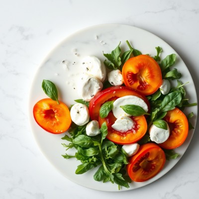 Salade tomates nectarines basilic
