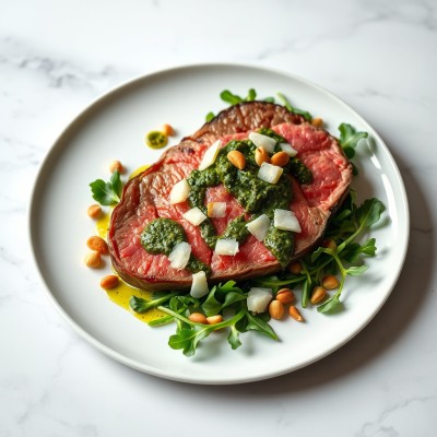 Rumsteak pesto roquette parmesan