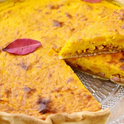 Tarte potimarron lardons oignons caramélisés