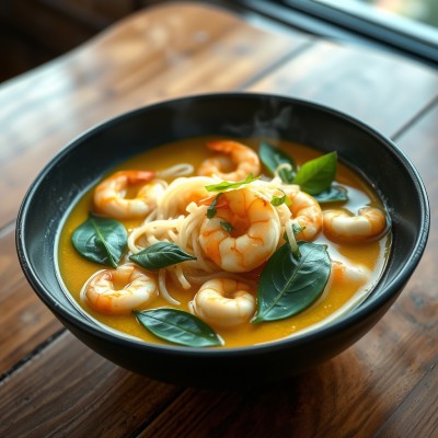 Bouillon coco crevettes aux nouilles