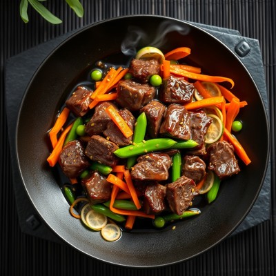 Wok de bœuf et légumes croquants