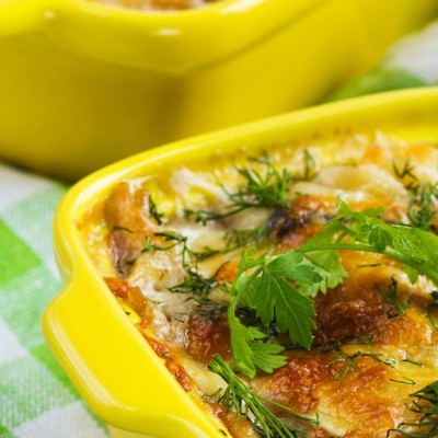 Gratin de cabillaud aux poivrons et tomates