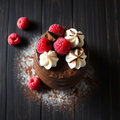Gâteau moelleux au chocolat et framboises
