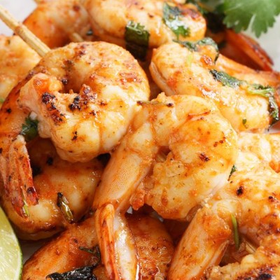 Crevettes sautées à la coriandre et piment