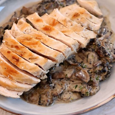 Poulet à la moutarde et aux champignons