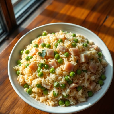 Riz cantonais aux petits pois et jambon