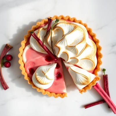 Tarte rhubarbe meringuée