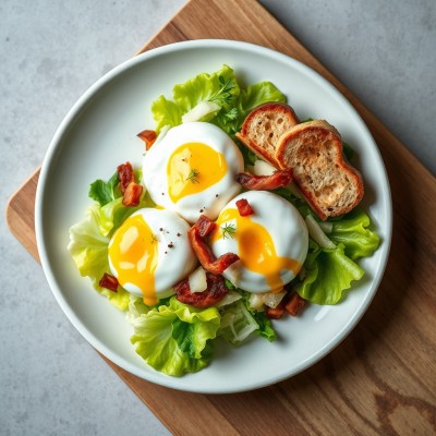 Salade lyonnaise aux œufs et lardons