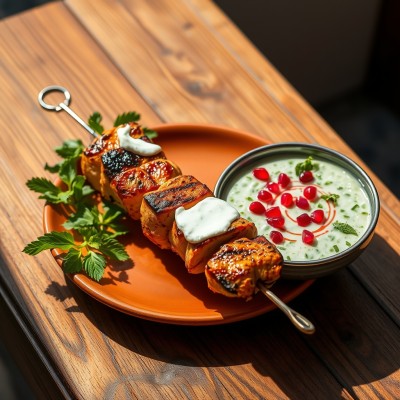Brochettes tandoori à la dinde et raïta