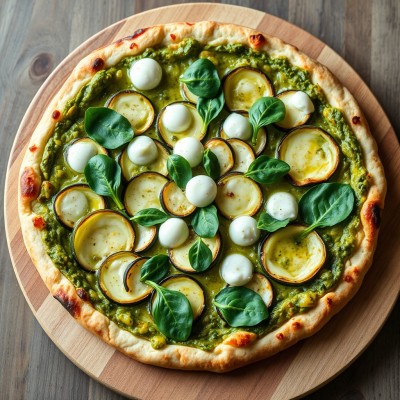 Pizza verte courgette pesto