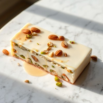 Nougat glacé aux amandes et pistaches