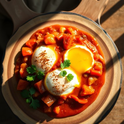 Œufs à la sauce tomate et poivrons