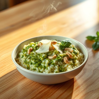 Risotto crémeux au pesto