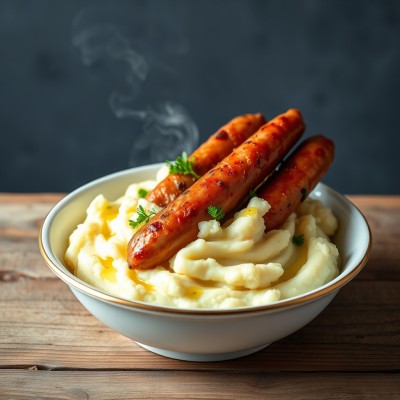 Purée de pommes de terre et knack