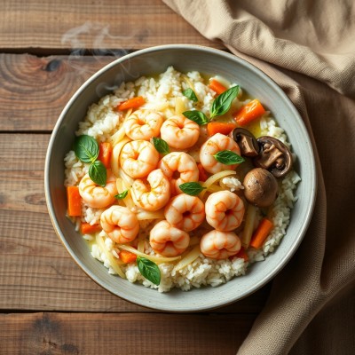 Blanquette de crevettes et riz