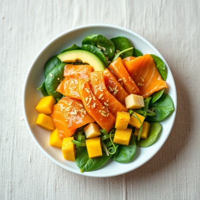 Salade saumon avocat mangue