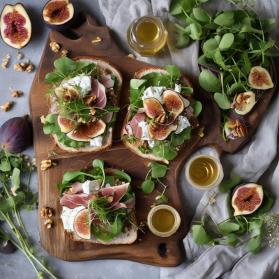 Tartine chèvre figues jambon miel