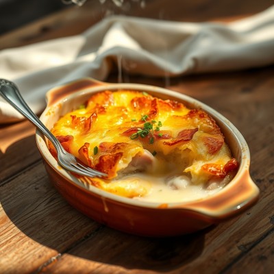 Gratin de poireaux et jambon
