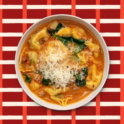 Tortellinis crémeux aux épinards et saucisse