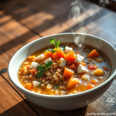 Soupe péruvienne au quinoa et feta