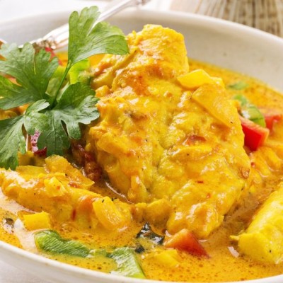 Curry de lotte au lait de coco
