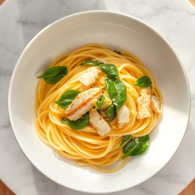 Spaghetti crémeux au poulet et citron