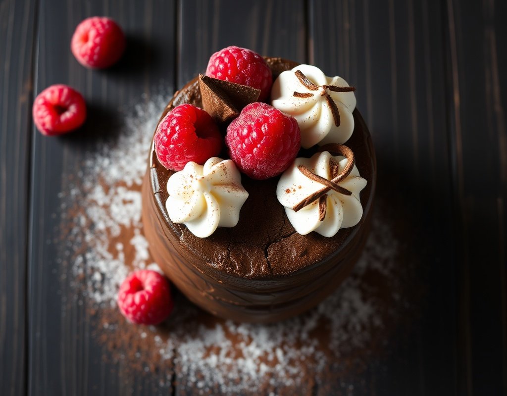 Gâteau moelleux au chocolat et framboises
