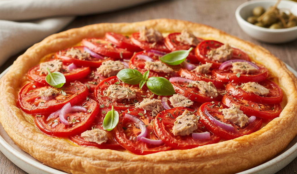 Tarte thon, tomate et moutarde