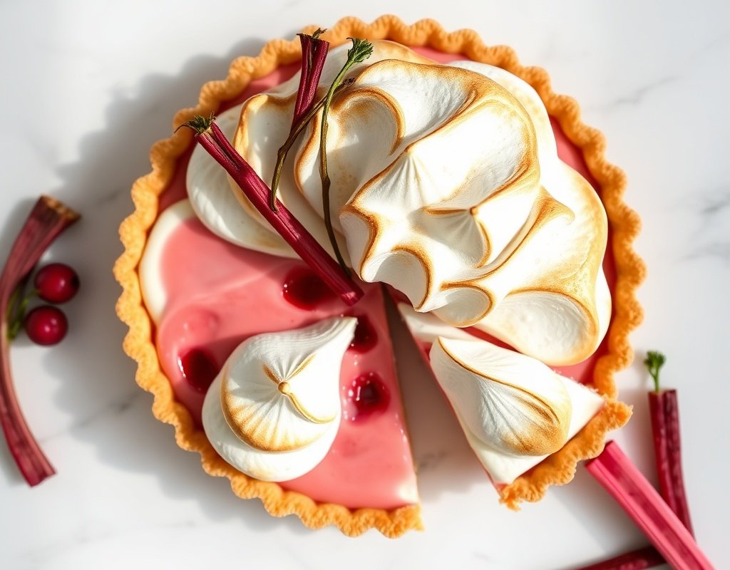 Tarte rhubarbe meringuée