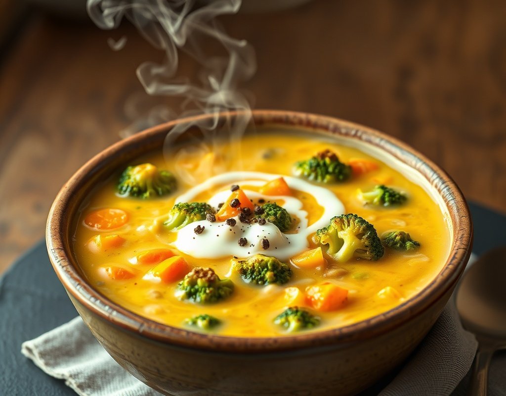 Soupe brocoli et cheddar