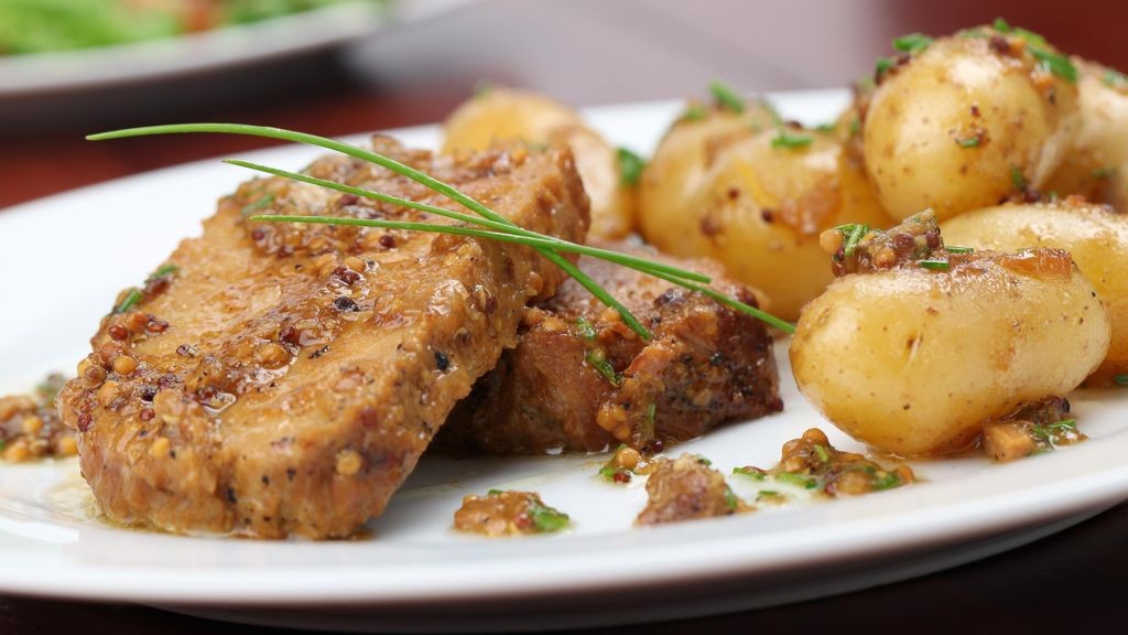 Rôti de porc au miel et moutarde