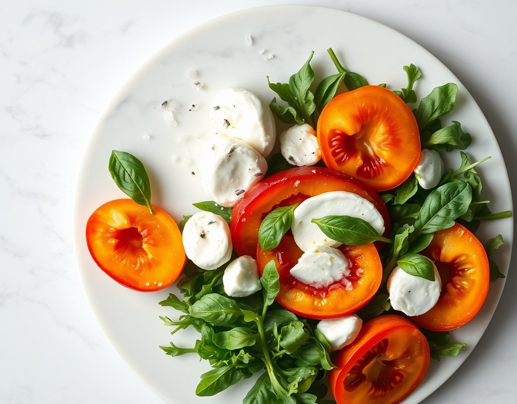 Salade tomates nectarines basilic