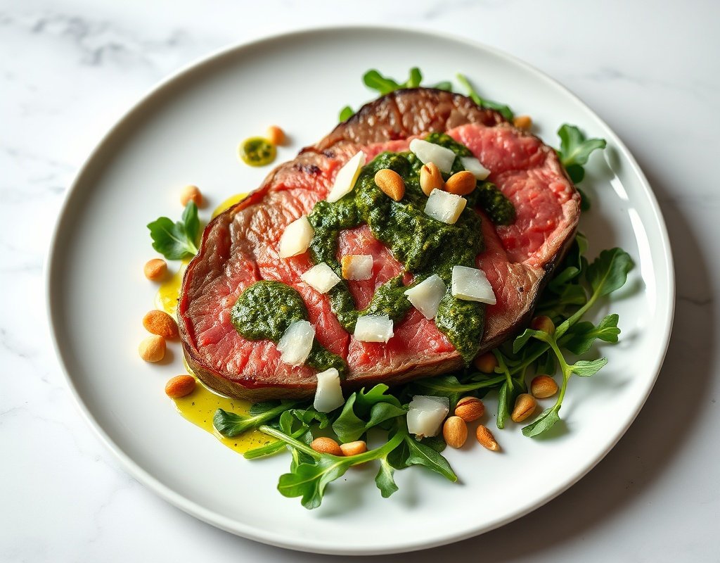 Rumsteak pesto roquette parmesan