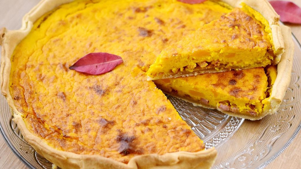 Tarte potimarron lardons oignons caramélisés