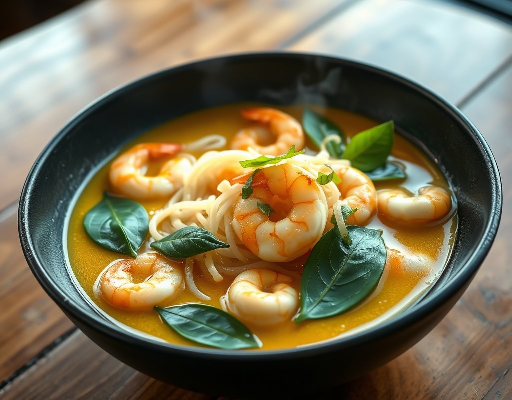 Bouillon coco crevettes aux nouilles