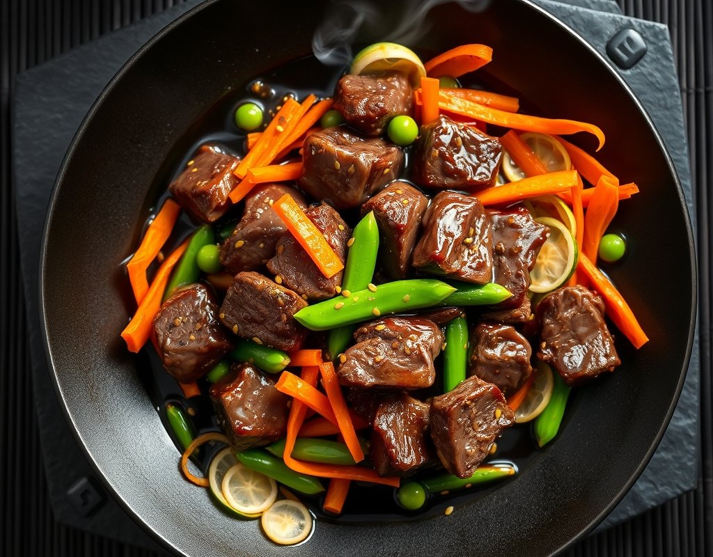 Wok de bœuf et légumes croquants