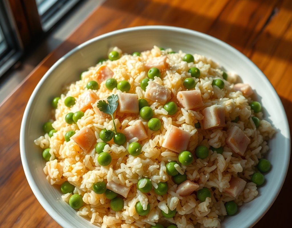 Riz cantonais aux petits pois et jambon
