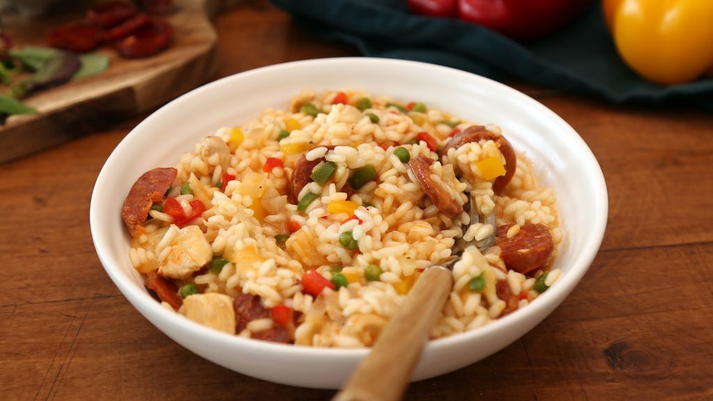 Risotto crémeux au poulet et chorizo