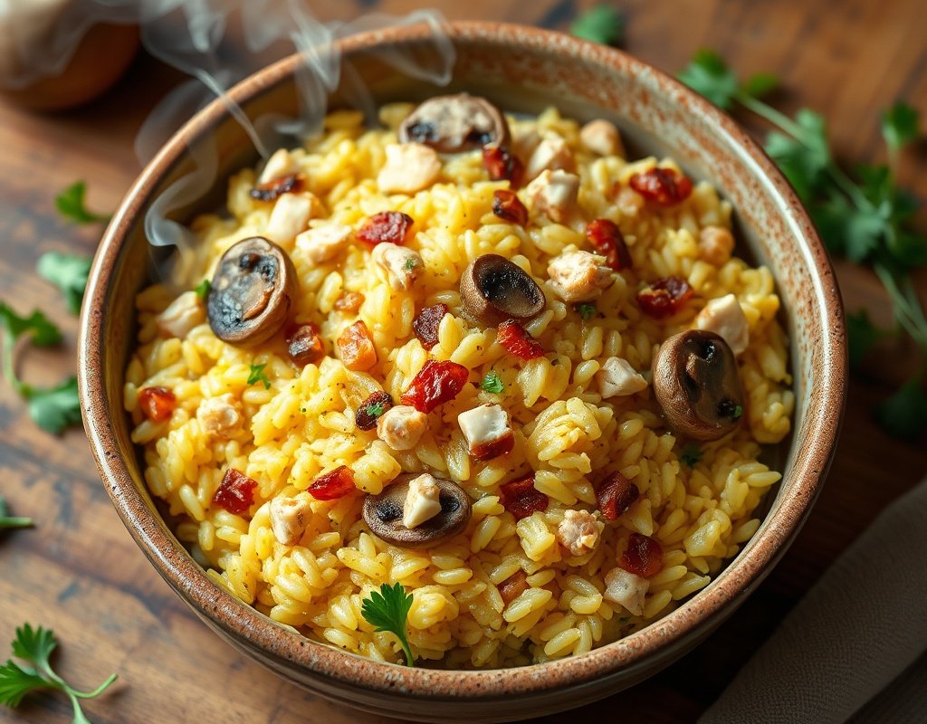 Riz au poulet et lardons