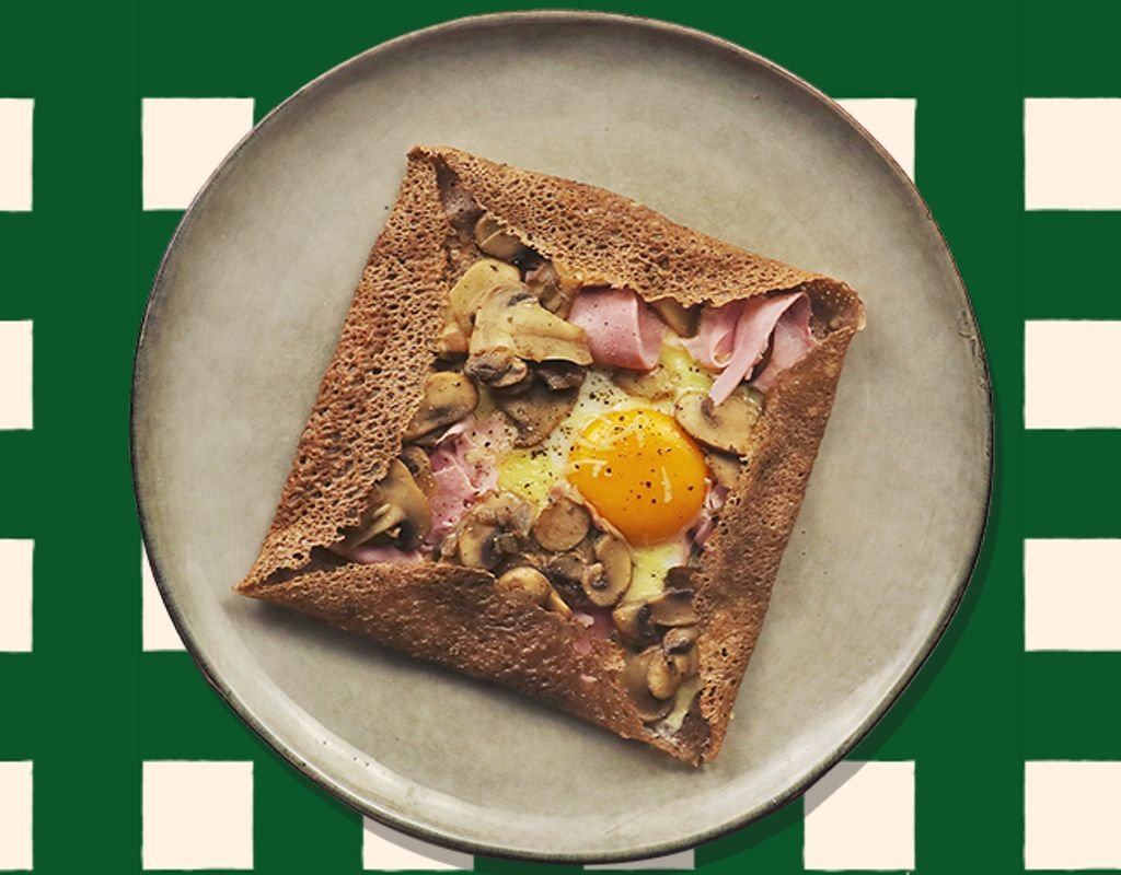 Galette bretonne aux champignons et jambon