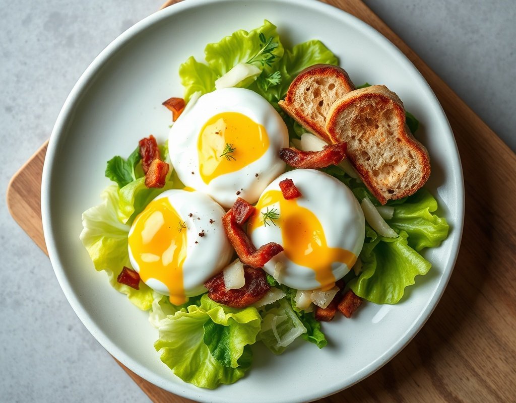 Salade lyonnaise aux œufs et lardons