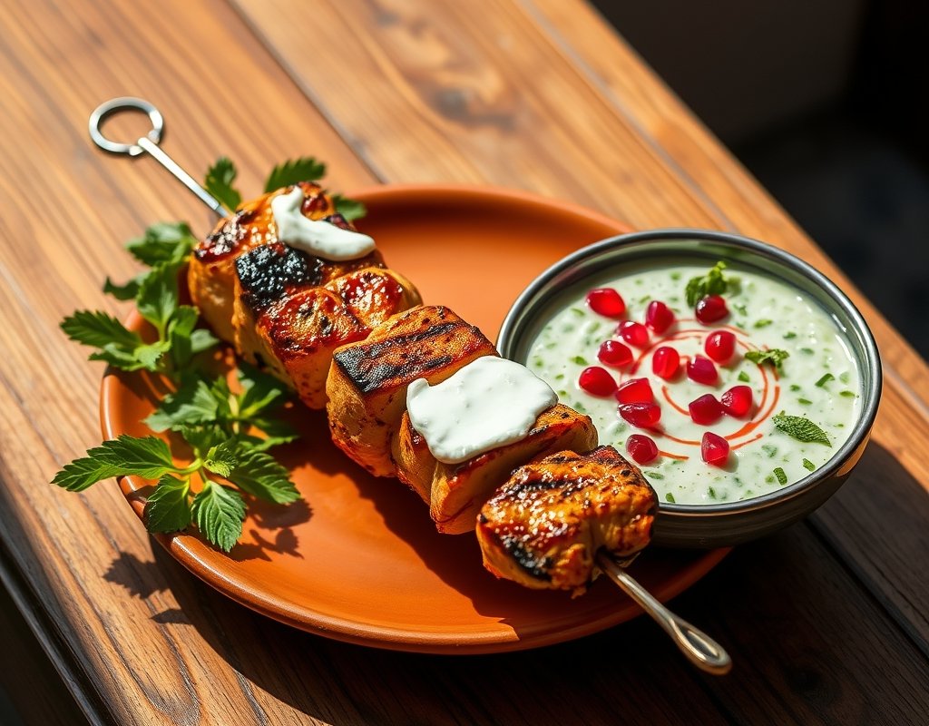 Brochettes tandoori à la dinde et raïta