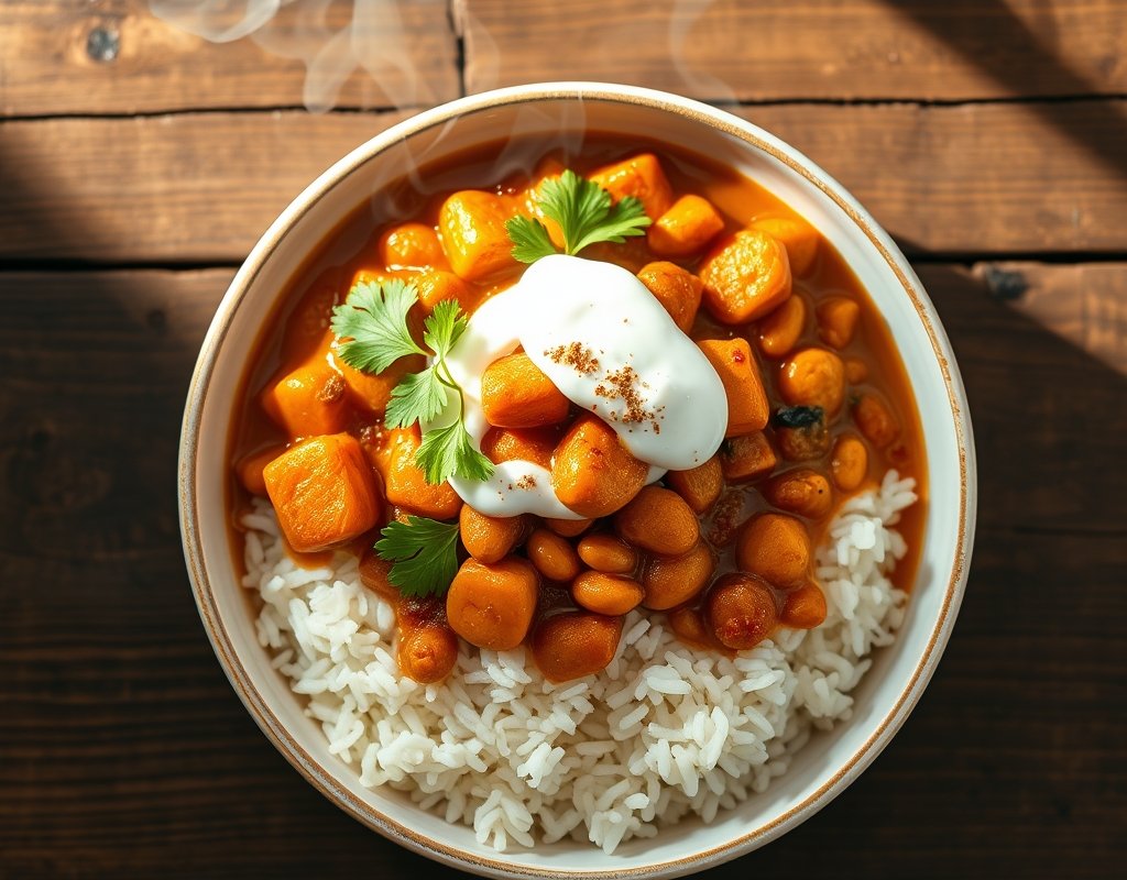 Lentilles corail au curry et riz