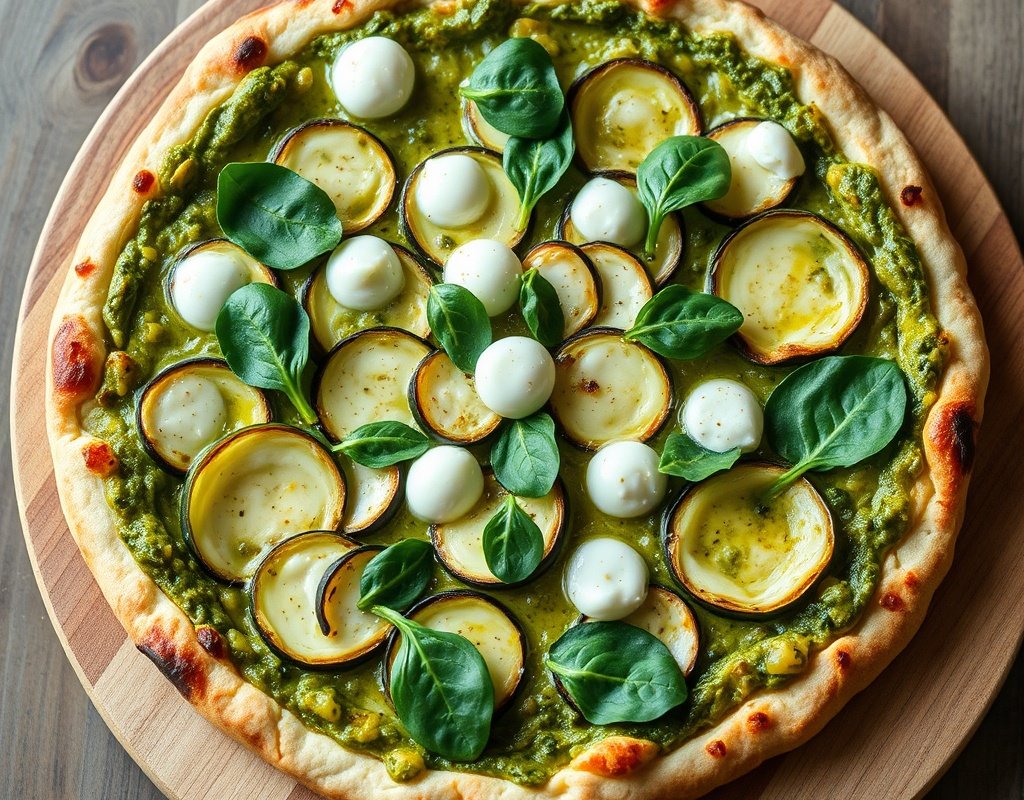 Pizza verte courgette pesto