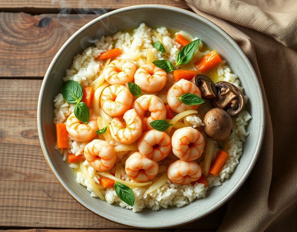 Blanquette de crevettes et riz