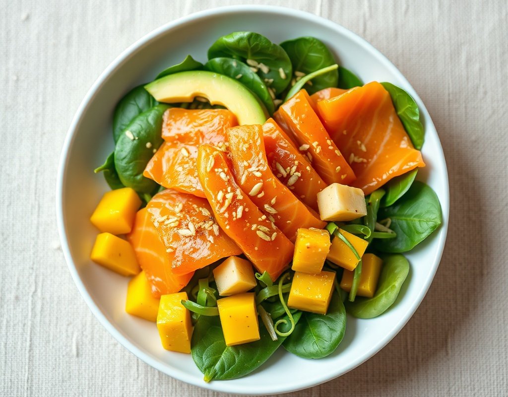 Salade saumon avocat mangue