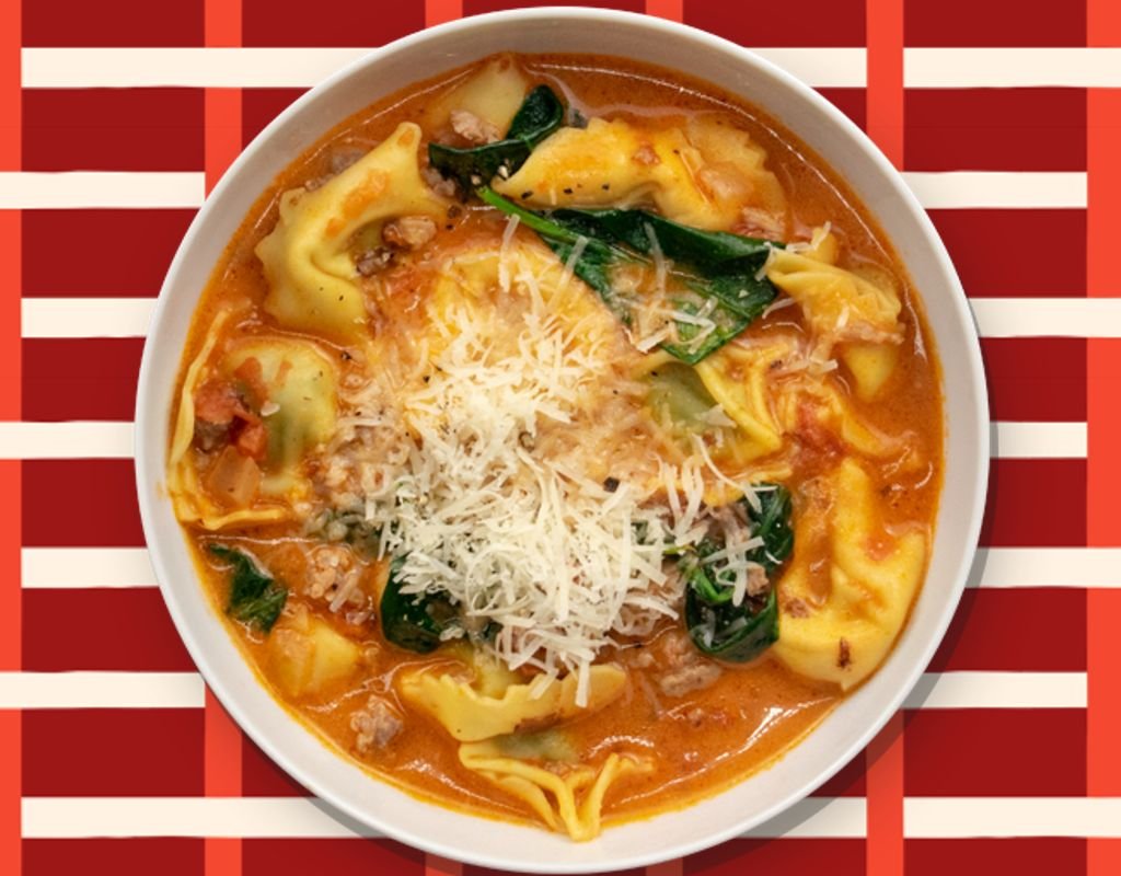 Tortellinis crémeux aux épinards et saucisse