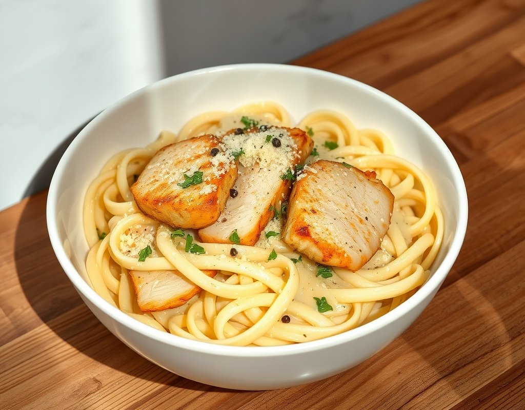 Pâtes Alfredo au poulet